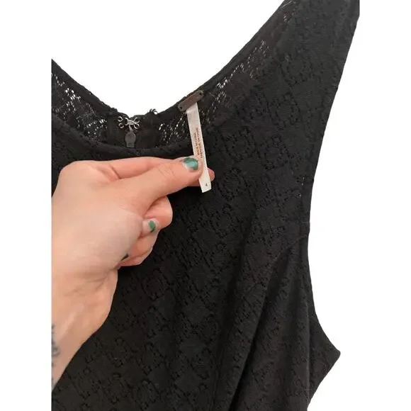 Free People Black Daisy Cutout Mini Dress Size 4 - Picture 5 of 5